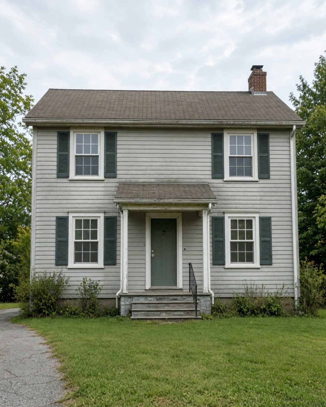 The same house with new white windows